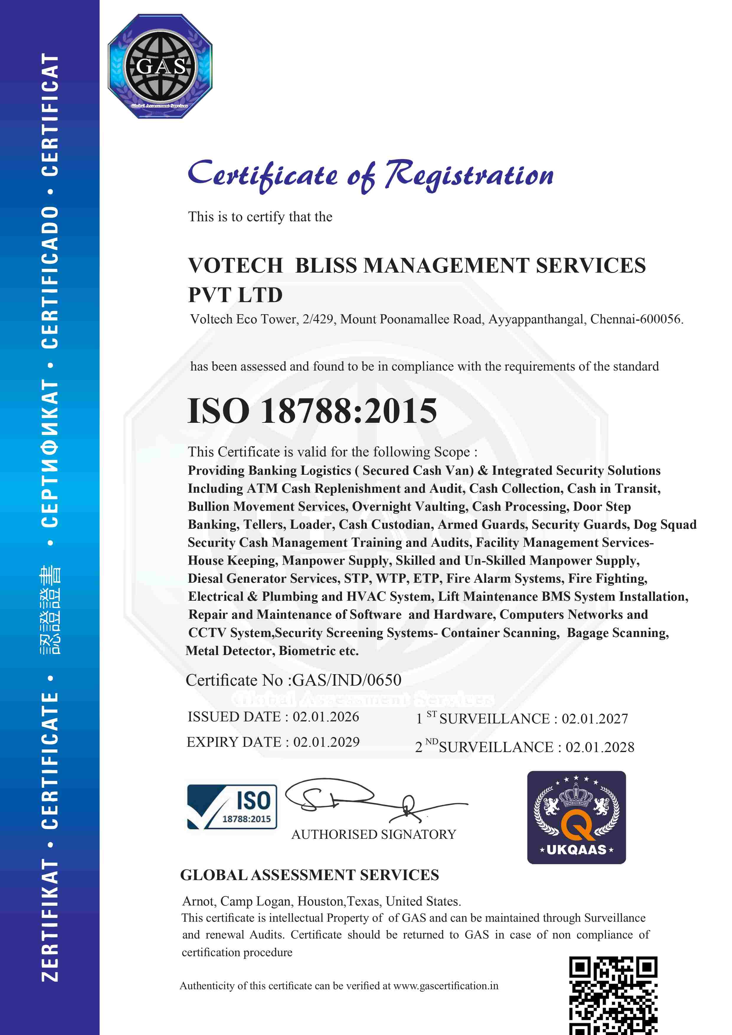 ISO 18788 Certification